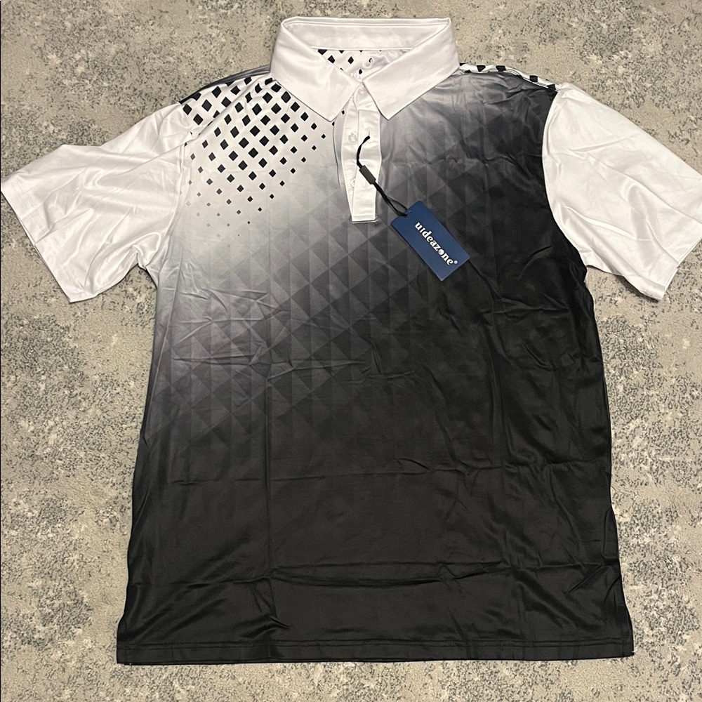 Golf shirt Gradient Black and White Men's Polo Shirt